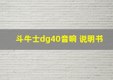 斗牛士dg40音响 说明书